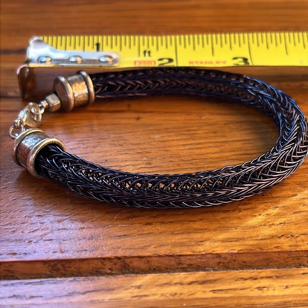 Nordic/Celtic Woven Metal Bracelet with Silver Accents